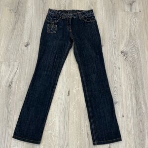 Women LV denim jeans low rise. Dark grey -black wash. Used.